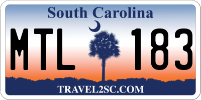 SC license plate MTL183
