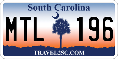 SC license plate MTL196