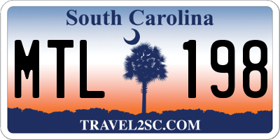 SC license plate MTL198