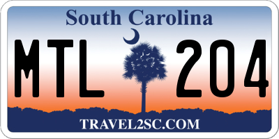 SC license plate MTL204