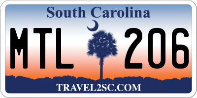 SC license plate MTL206