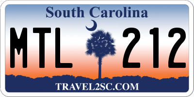 SC license plate MTL212