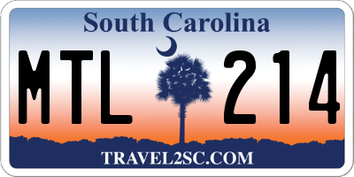 SC license plate MTL214