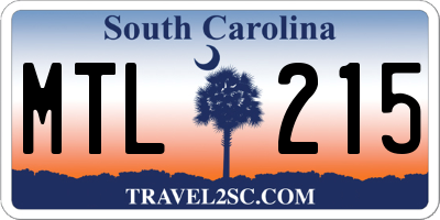 SC license plate MTL215