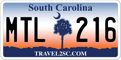 SC license plate MTL216