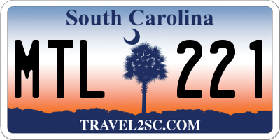 SC license plate MTL221