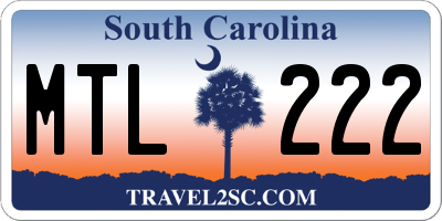 SC license plate MTL222