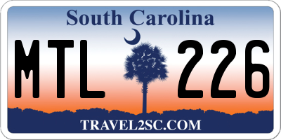 SC license plate MTL226