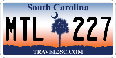 SC license plate MTL227
