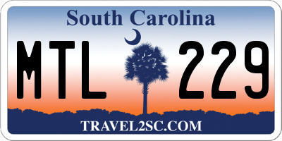 SC license plate MTL229