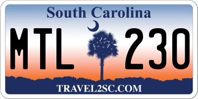 SC license plate MTL230