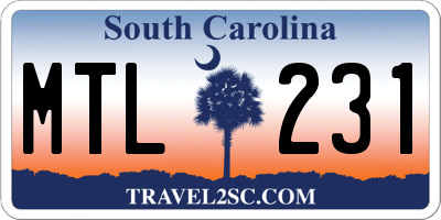 SC license plate MTL231