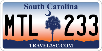 SC license plate MTL233