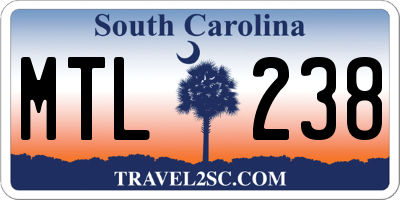 SC license plate MTL238