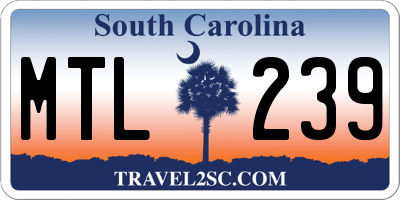 SC license plate MTL239