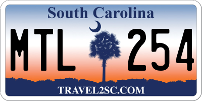 SC license plate MTL254