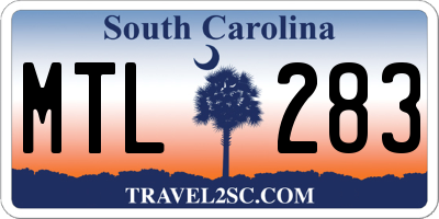 SC license plate MTL283