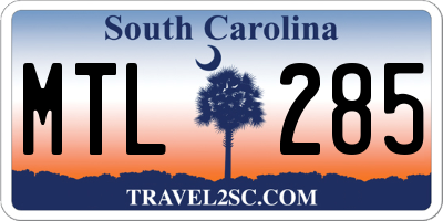 SC license plate MTL285