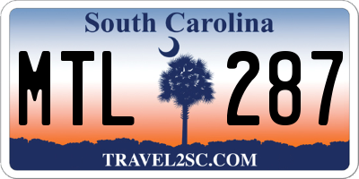 SC license plate MTL287