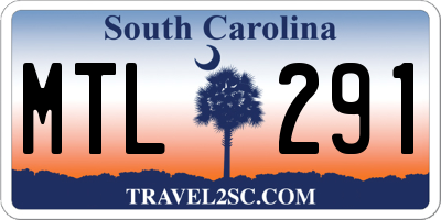 SC license plate MTL291