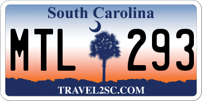 SC license plate MTL293
