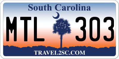 SC license plate MTL303