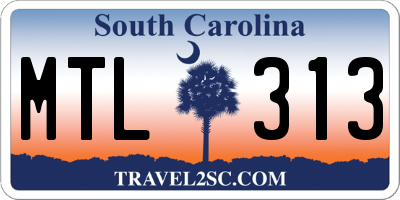 SC license plate MTL313