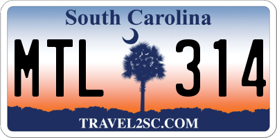 SC license plate MTL314