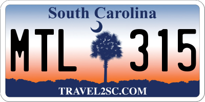 SC license plate MTL315