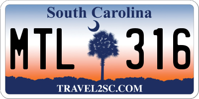 SC license plate MTL316