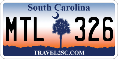 SC license plate MTL326