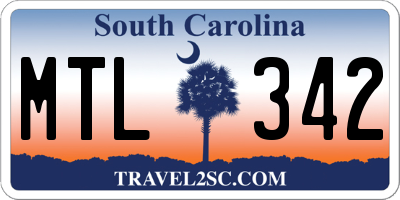 SC license plate MTL342