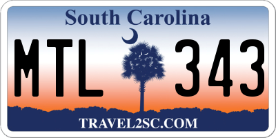 SC license plate MTL343