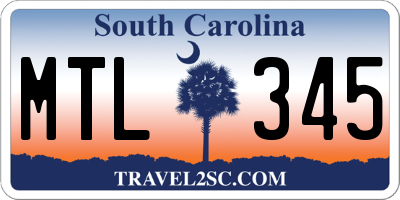 SC license plate MTL345