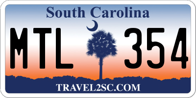 SC license plate MTL354