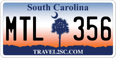 SC license plate MTL356