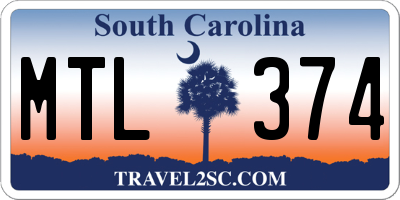 SC license plate MTL374