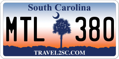 SC license plate MTL380