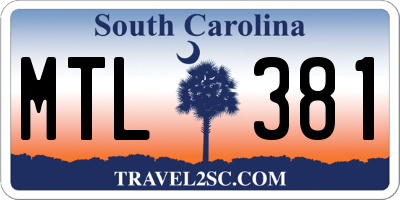 SC license plate MTL381