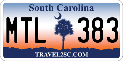SC license plate MTL383