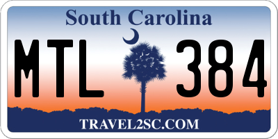 SC license plate MTL384