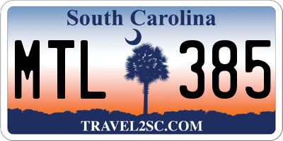 SC license plate MTL385
