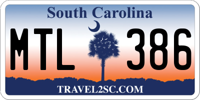 SC license plate MTL386