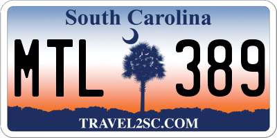 SC license plate MTL389