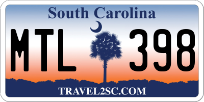 SC license plate MTL398