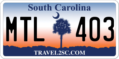 SC license plate MTL403