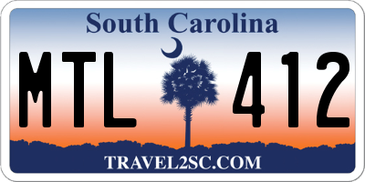 SC license plate MTL412