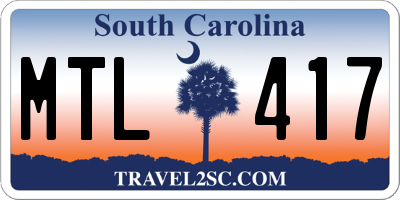 SC license plate MTL417