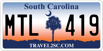 SC license plate MTL419