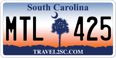 SC license plate MTL425